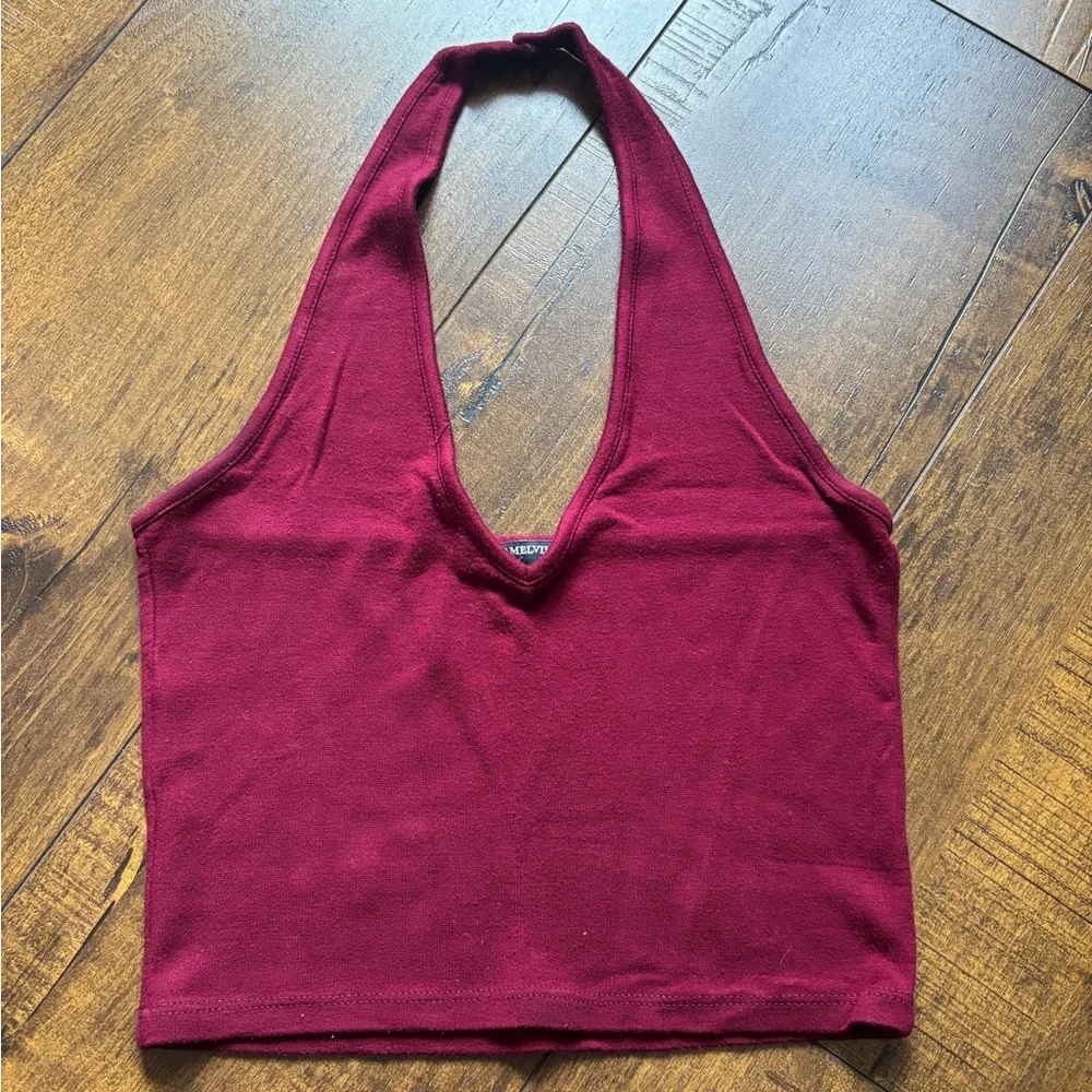 Brandy Melville Burgundy/Red Halter Crop Top - Picture 1 of 4